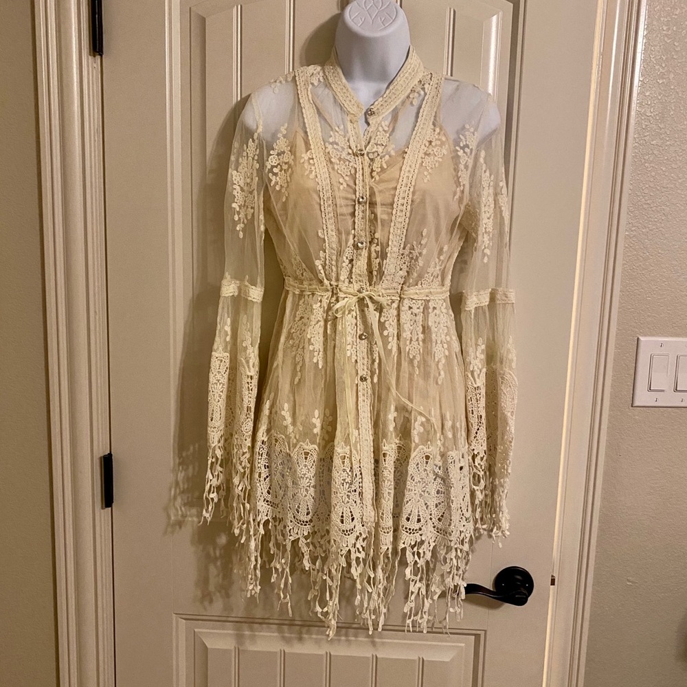 Cream embroidered cardigan